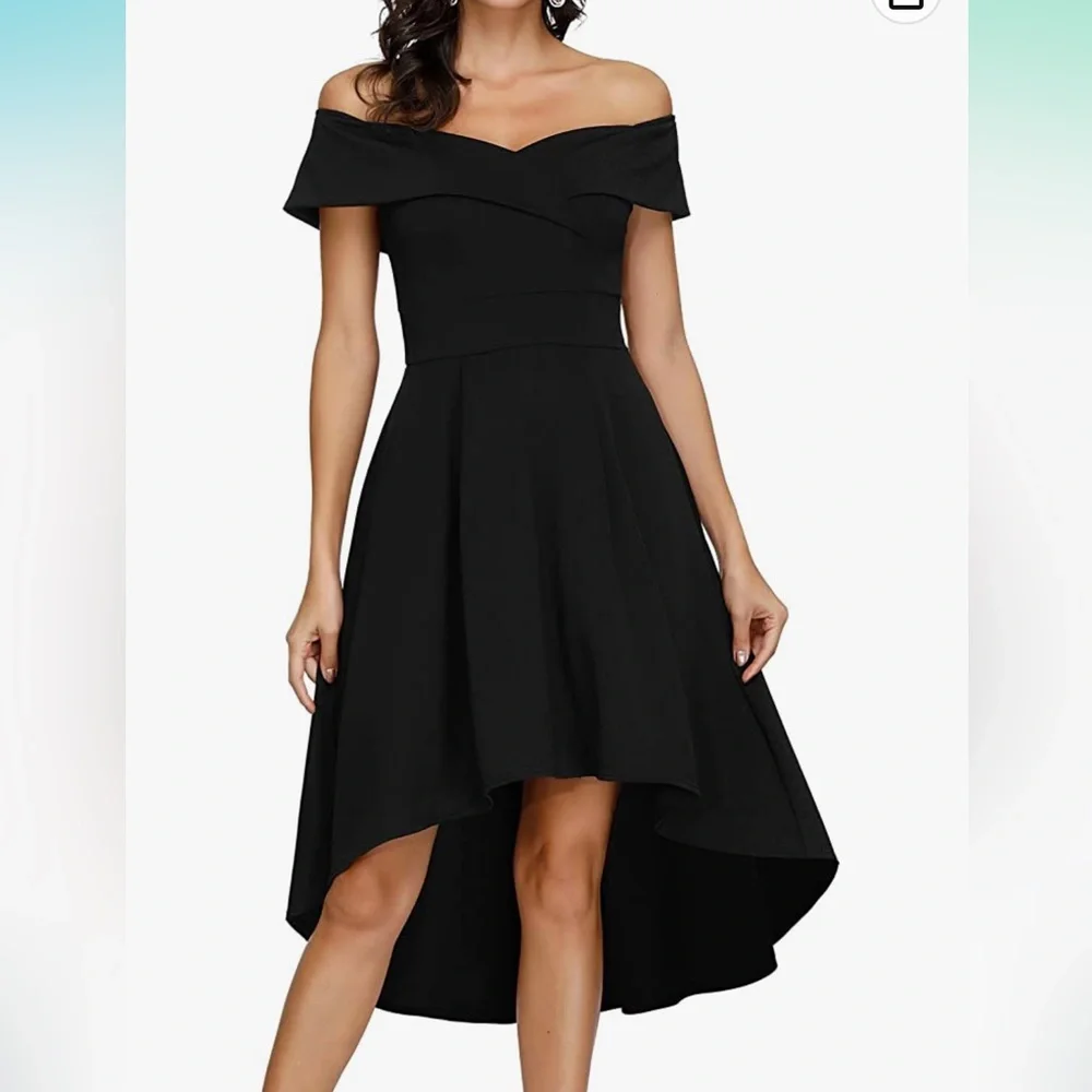 Jasambac Black Off Shoulder Formal Dress Women’s Size Medium Pockets - Picture 8 of 9